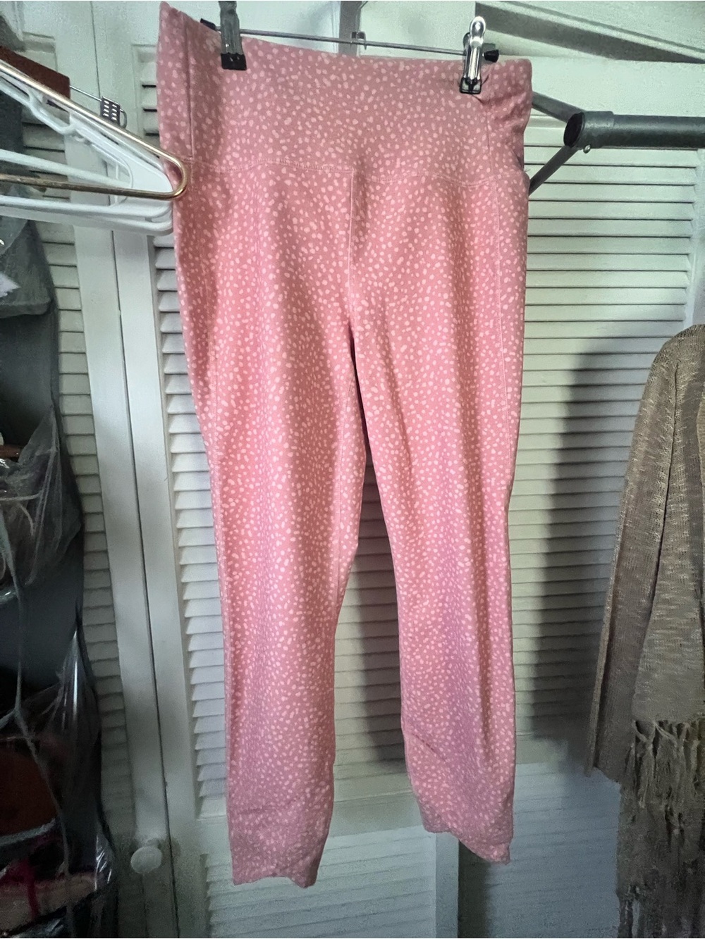 RBX Pink High-Rise Dotted Super Soft Stretch Leggings